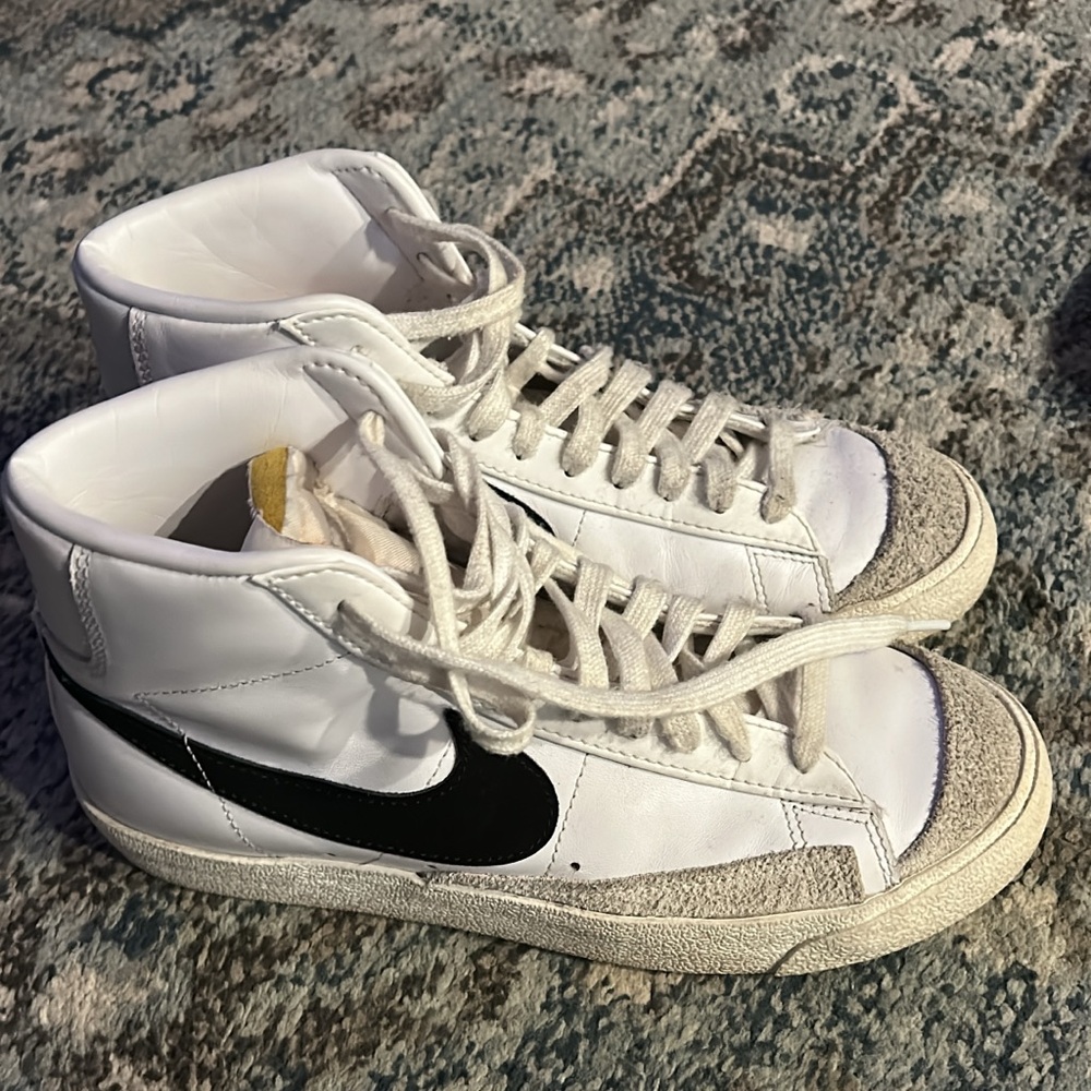 White and Black High-Top Sneakers